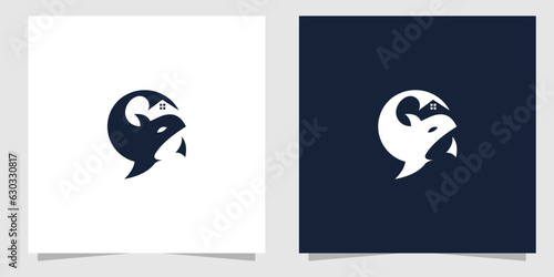 orca with home logo design