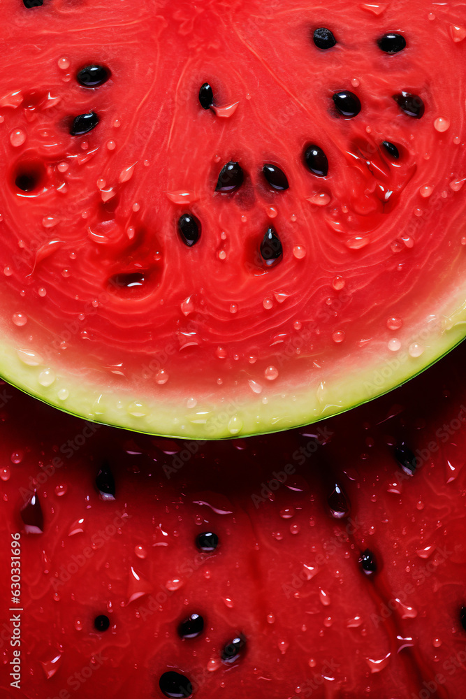 Close up inside of watermelon, red surface with black seeds Close up inside of watermelon, red surface with black seeds