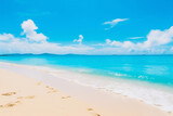 リゾートの風景:白い浜辺とエメラルドの海