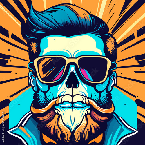 Hipster man with beard and sunglasses. Vector illustration for your design