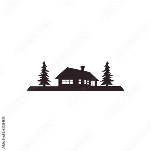 simple cabin forest outdoor adventure logo vector illustration template design