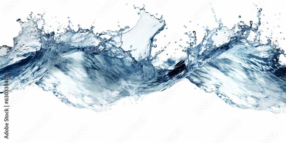 Obraz premium Dynamic Water Splash: Water Splashes on White Background - AI generated