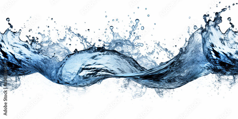 Dynamic Water Splash: Water Splashes on White Background - AI generated Dynamic Water Splash: Water Splashes on White Background - AI generated