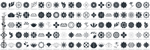 Floral ornament logo and icon set. Abstract beauty flower logo design collection