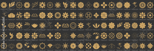 Floral ornament logo and icon set. Abstract beauty flower logo design collection