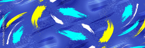 Abstract Brush Background with Sporty Style and Halftone Effect. Brush Stroke Illustration for Banner, Poster, or Sports Background. Scratch and Texture Elements For Design