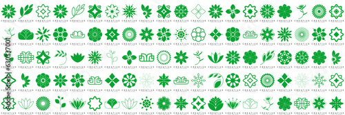 Floral ornament logo and icon set. Abstract beauty flower logo design collection