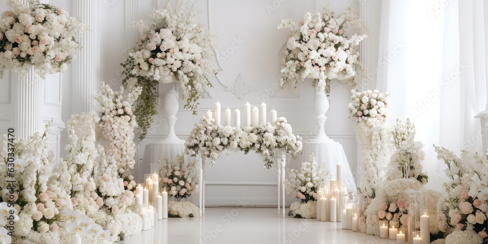 Fototapeta premium wedding stage decoration, GENERATIVE AI