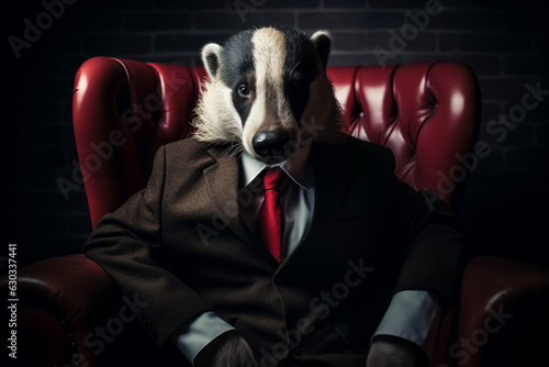 A badger in a business suit