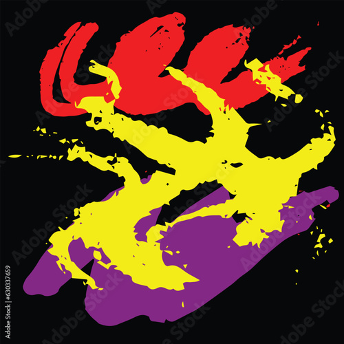 Abstract colorfull brush stroke , grunge brushstroke freehand ink decor, black and white engraved ink art, isolated ink brush stripe illustrtion element