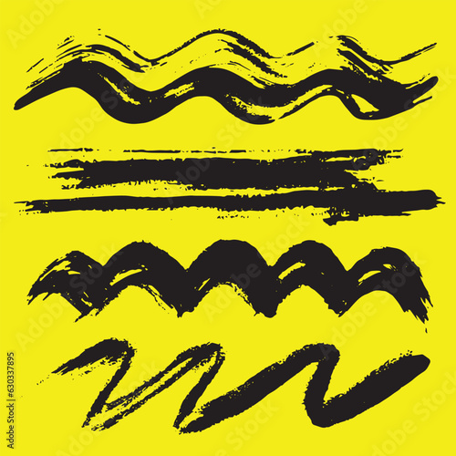 Abstract colorfull brush stroke , grunge brushstroke freehand ink decor, black and white engraved ink art, isolated ink brush stripe illustrtion element
