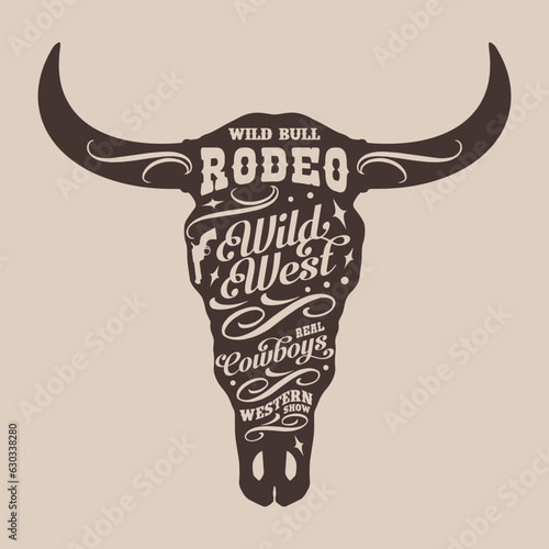 Bull rodeo vintage flyer monochrome