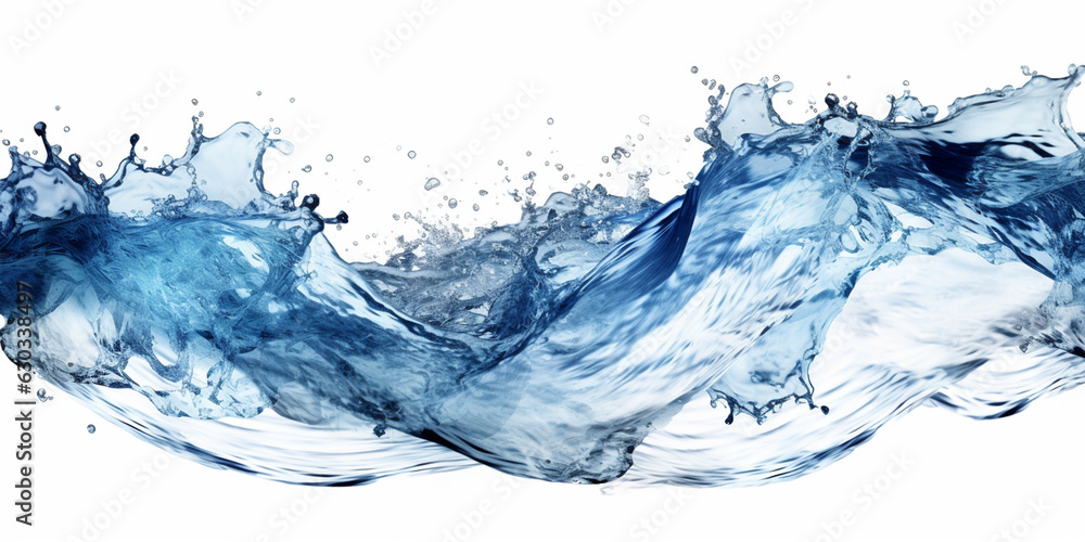 Dynamic Water Splash: Water Splashes on White Background - AI generated Dynamic Water Splash: Water Splashes on White Background - AI generated