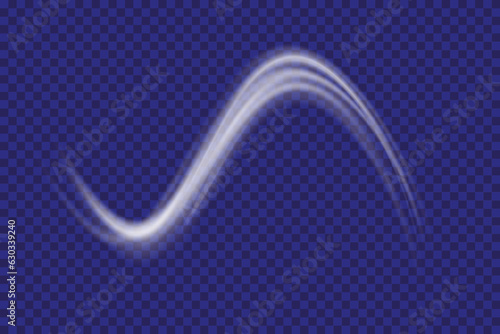 white blur trail wave, wavy line of light speed.