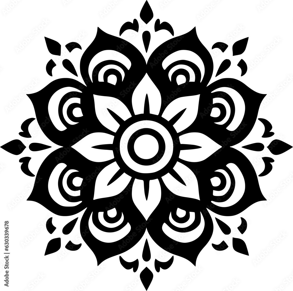Mandala - Black and White Isolated Icon - Vector illustration Mandala - Black and White Isolated Icon - Vector illustration