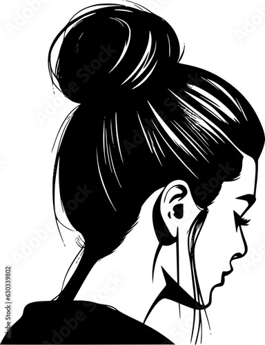 Messy Bun | Minimalist and Simple Silhouette - Vector illustration