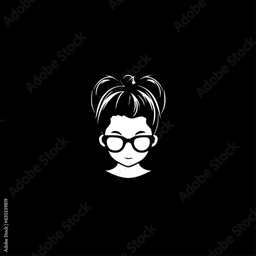 Messy Bun | Black and White Vector illustration