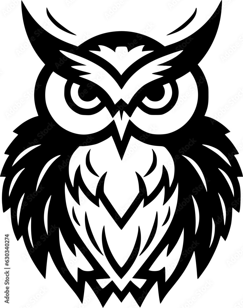 Owl | Black and White Vector illustration Owl | Black and White Vector illustration