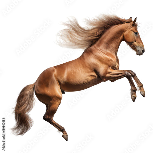 running brown horse isolated on transparent background cutout