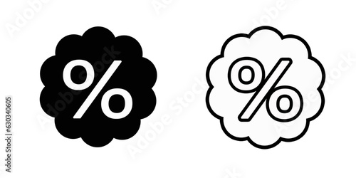 Percent or discount tag, badge, sticker, label vector icon. Promotion offer, clearance sale flat style.