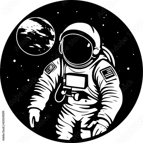 Astronaut - Black and White Isolated Icon - Vector illustration