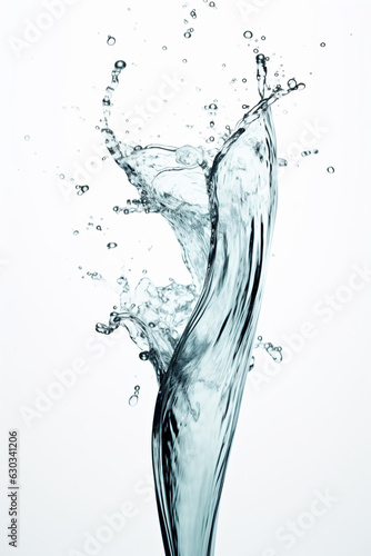 Dynamic Water Splash: Water Splashes on White Background - AI generated