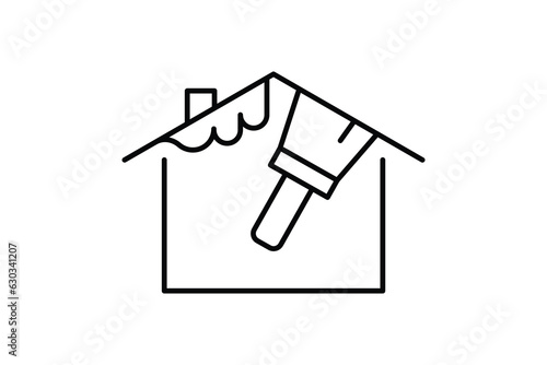 Painting House icon. icon related to painting. line icon style. Simple vector design editable