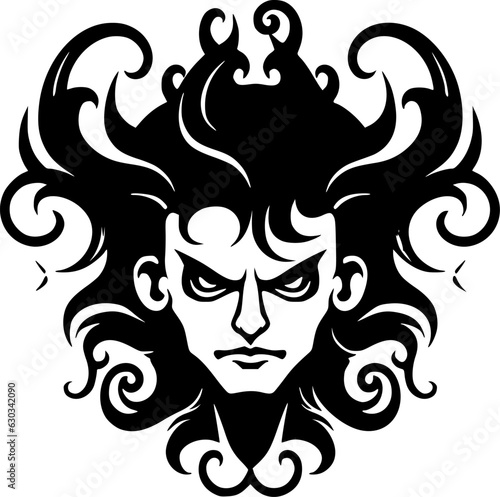 Fantasy - Black and White Isolated Icon - Vector illustration