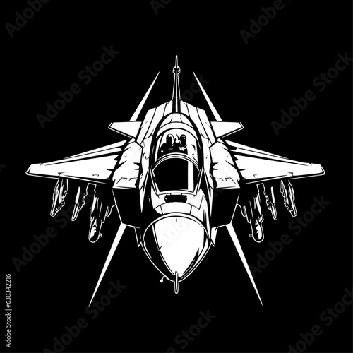 Fighter Jet | Minimalist and Simple Silhouette - Vector illustration