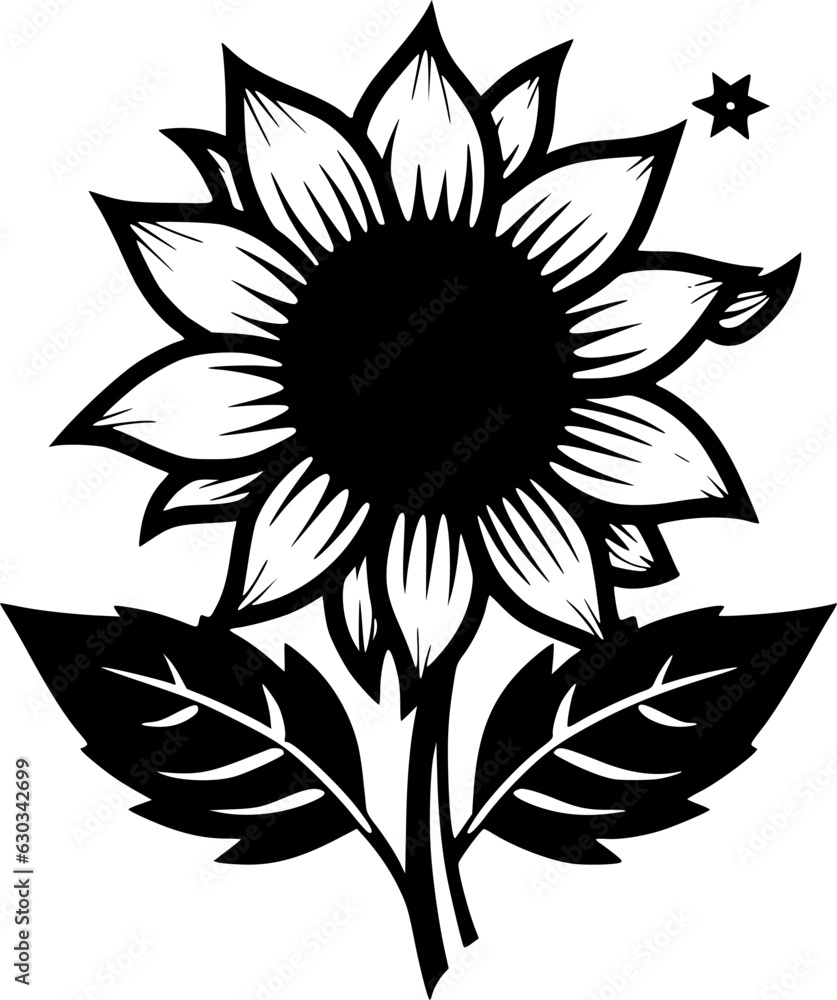 Flower | Black and White Vector illustration Flower | Black and White Vector illustration