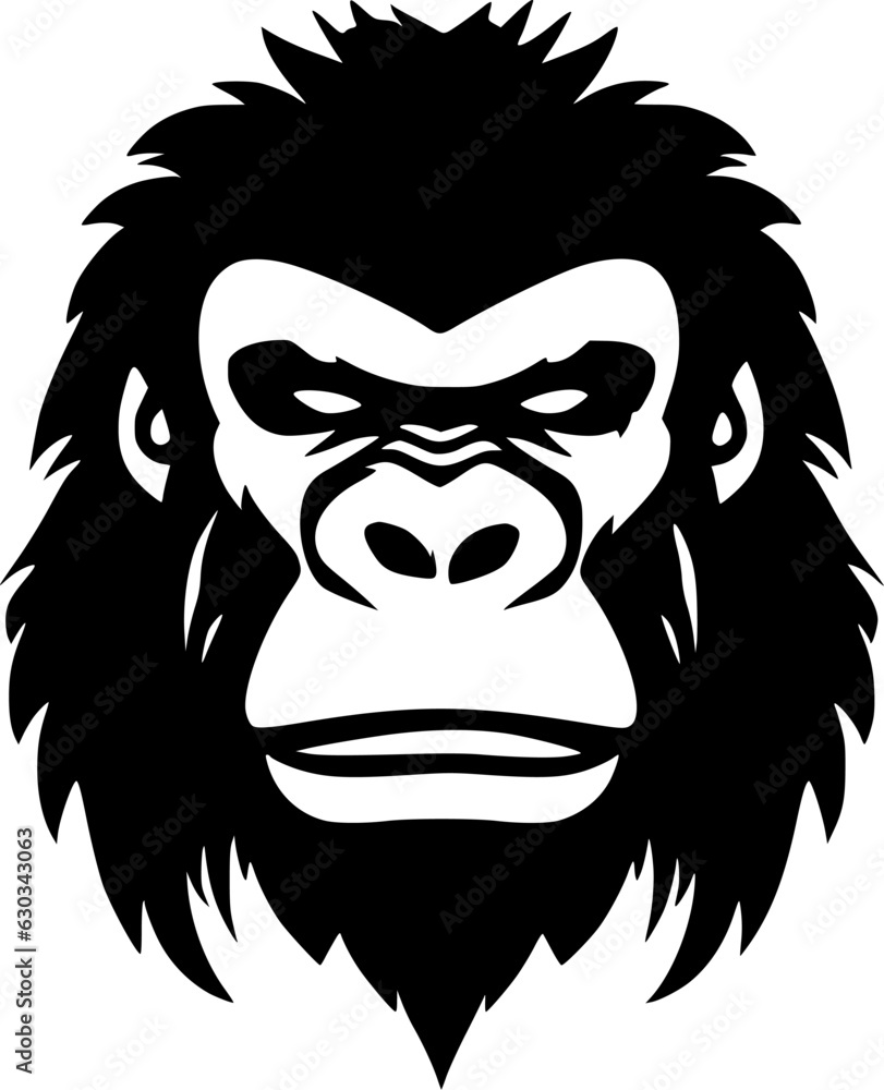 Gorilla | Black and White Vector illustration