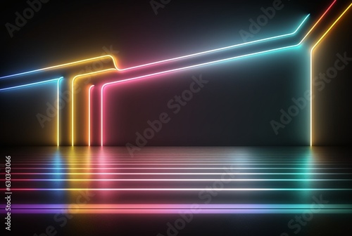 realistic background with neon light. generative ai