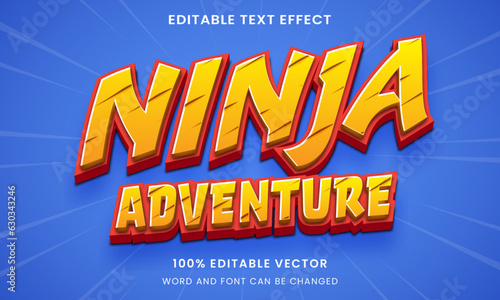 super ninja adventure Comic Cartoon tittle 3D Editable text Effect Style