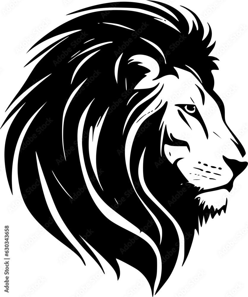 Fototapeta premium Lion - Black and White Isolated Icon - Vector illustration