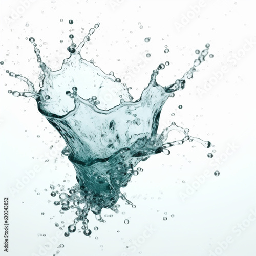 Dynamic Water Splash: Water Splashes on White Background - AI generated