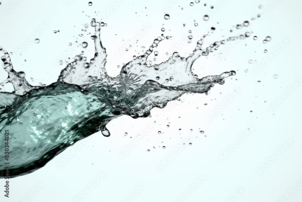 Dynamic Water Splash: Water Splashes on White Background - AI generated Dynamic Water Splash: Water Splashes on White Background - AI generated