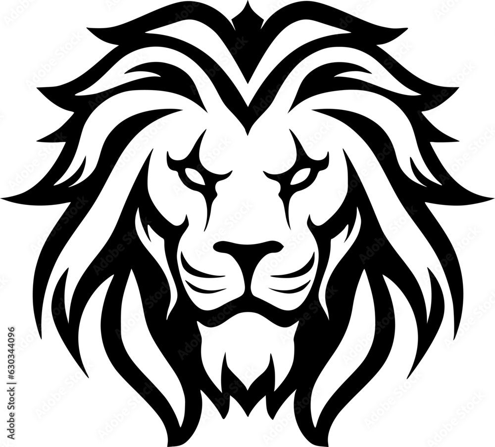 Obraz premium Lion - Black and White Isolated Icon - Vector illustration