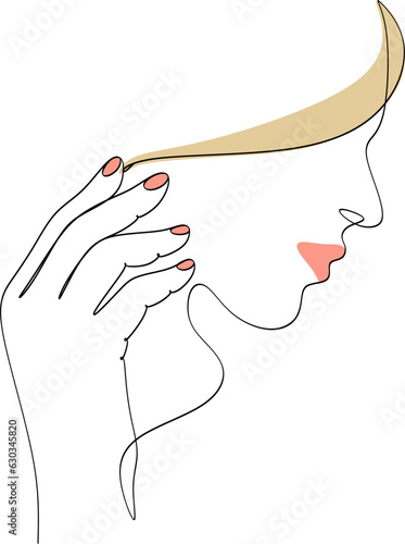 One line drawing face. Abstract woman portrait. Modern minimalism art. - Vector illustration