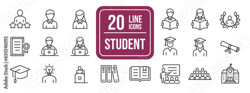 Student thin line icons. Editable stroke. For website marketing design, logo, app, template, ui, etc. Vector illustration.