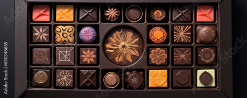 Top view of variety chocolate pralines © Michal