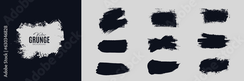 Vector brush stroke set black paint. text boxes for banner and poster illustration