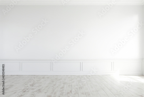 White wall with shadows and highlights from the sun  texture and empty space. Ai generation