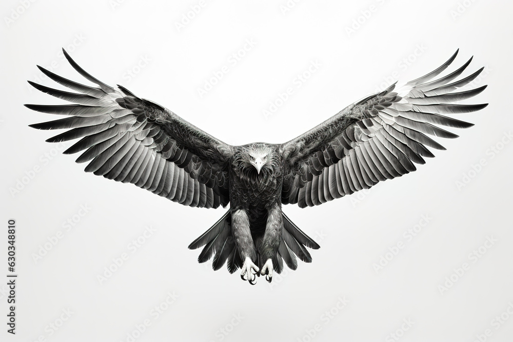 Fototapeta premium Image of flying eagle on white background. Bird. Wildlife Animals. Illustration, Generative AI.