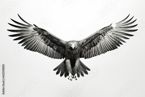 Image of flying eagle on white background. Bird. Wildlife Animals. Illustration, Generative AI. © yod67