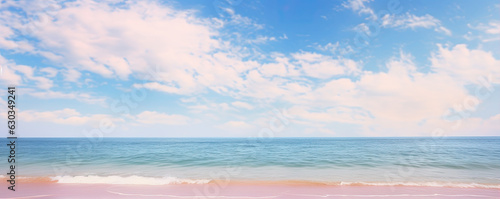 beach blue sky in pink colors ocean.