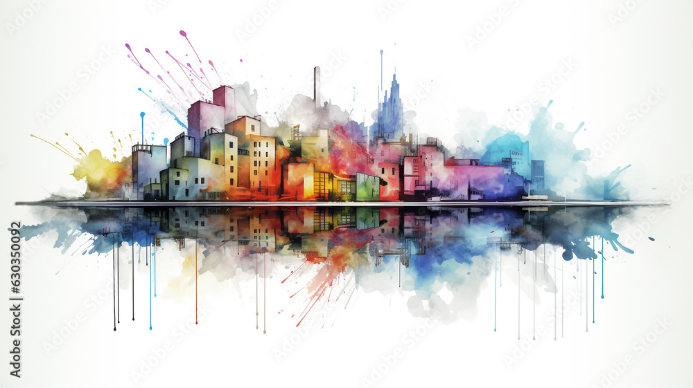 Fototapeta premium Poster abstract watercolor of the city.