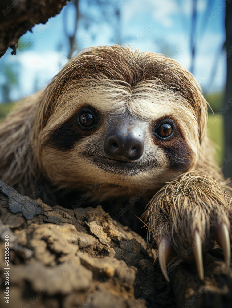 Sloth in its Natural Habitat, Wildlife Photography, Generative AI Sloth in its Natural Habitat, Wildlife Photography, Generative AI