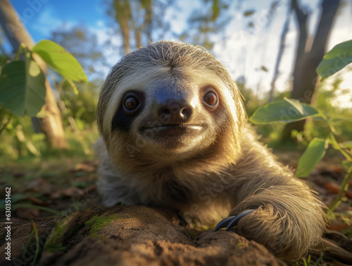 Sloth in its Natural Habitat  Wildlife Photography  Generative AI