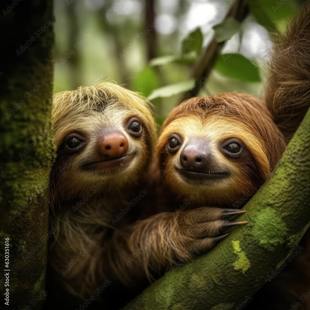 Sloth in its Natural Habitat, Wildlife Photography, Generative AI Sloth in its Natural Habitat, Wildlife Photography, Generative AI