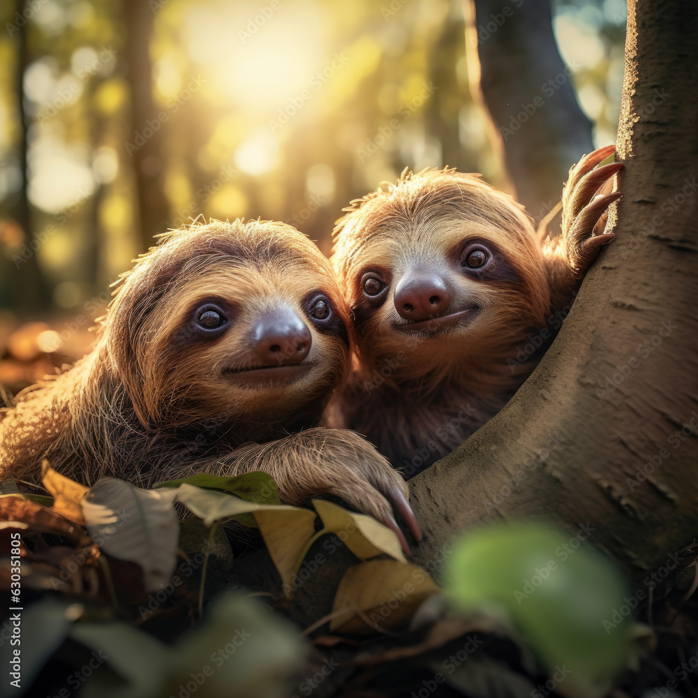 Sloth in its Natural Habitat, Wildlife Photography, Generative AI Sloth in its Natural Habitat, Wildlife Photography, Generative AI
